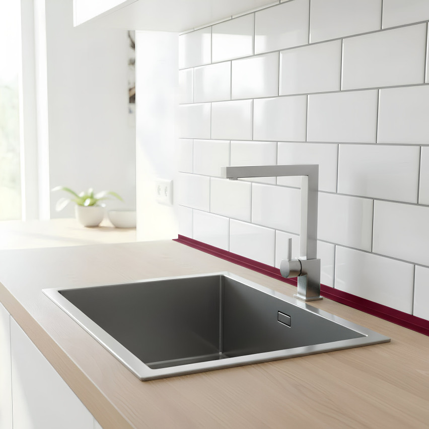 Cantoneira de PVC perfil em L, canto decorativo, KT, Vinho tinto