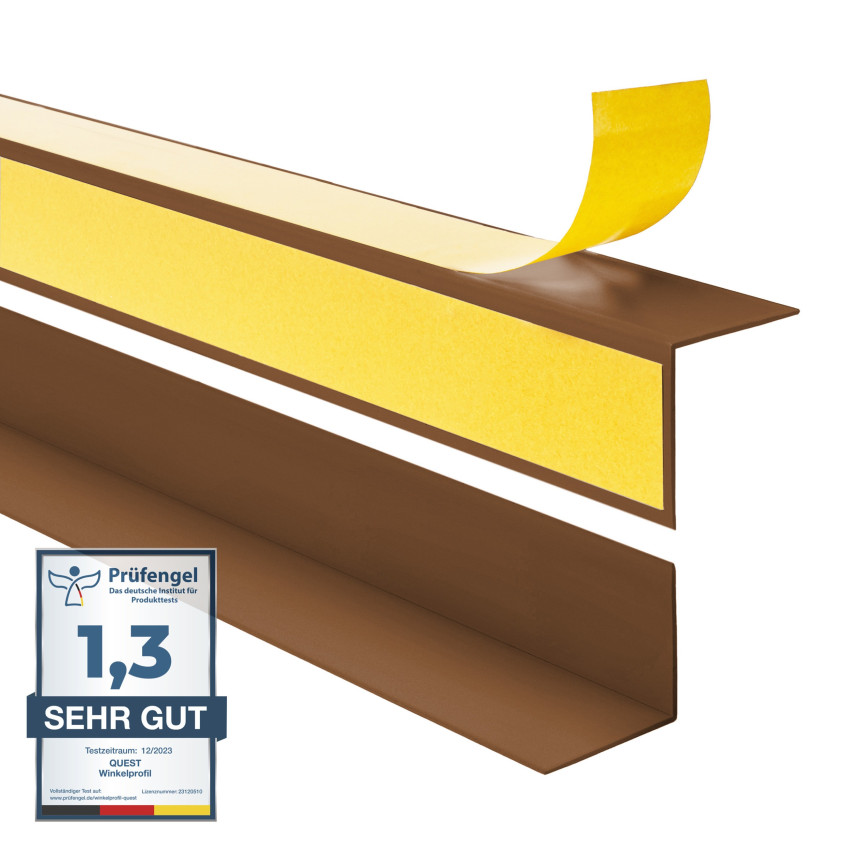 Ângulo duro de PVC colado na parte externa perfil decorativo em L, canto com cola, KTZ, castanho