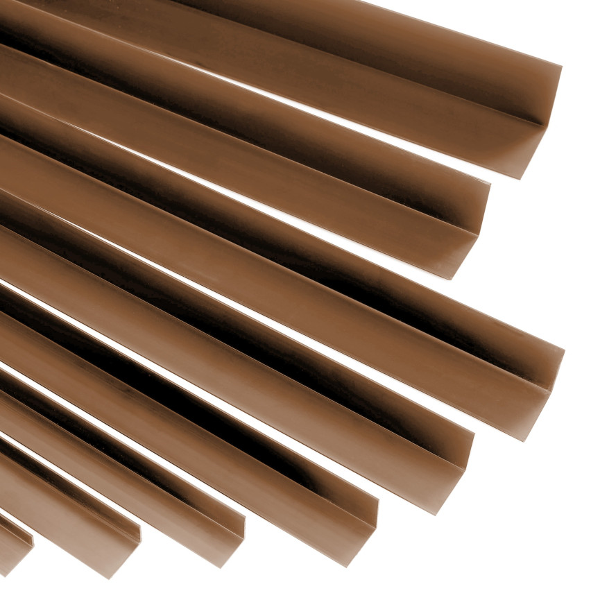Ângulo duro de PVC colado na parte externa perfil decorativo em L, canto com cola, KTZ, castanho
