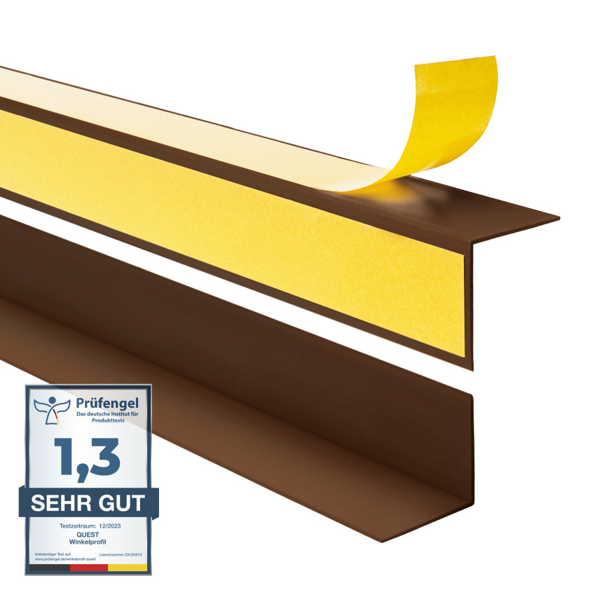 Ângulo duro de PVC colado na parte externa perfil decorativo em L, canto com cola, KTZ, castanho