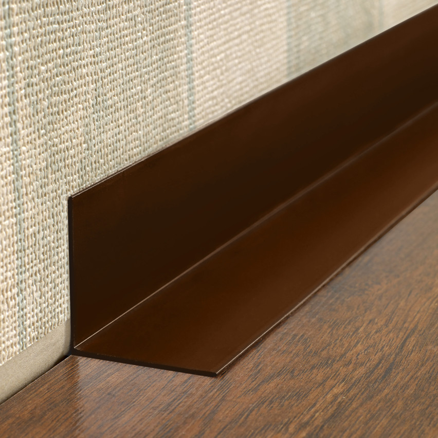 Ângulo duro de PVC colado na parte externa perfil decorativo em L, canto com cola, KTZ, castanho