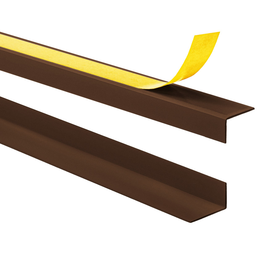 Ângulo duro de PVC colado na parte externa perfil decorativo em L, canto com cola, KTZ, castanho