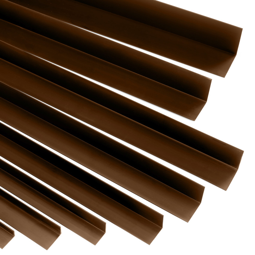 Ângulo duro de PVC colado na parte externa perfil decorativo em L, canto com cola, KTZ, castanho