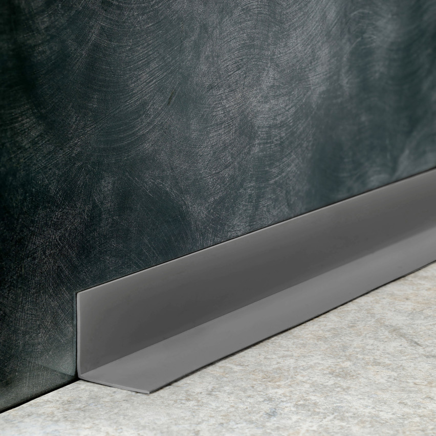 PVC kietas kampas klijuojamas išorėje dekoratyvinis L kampo profilis, dekoratyvinis kampas su klijais, OCT, tamsiai pilka