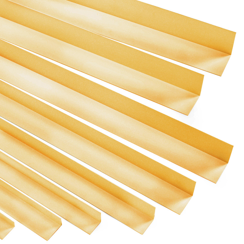 Ângulo duro de PVC colado na parte externa perfil decorativo em L, canto com cola, KTZ, ouro