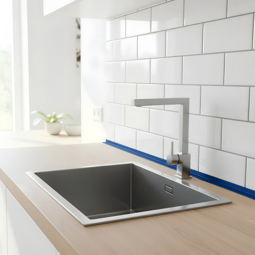 Ângulo duro de PVC colado na parte externa perfil decorativo em L, canto com cola, KTZ, azul