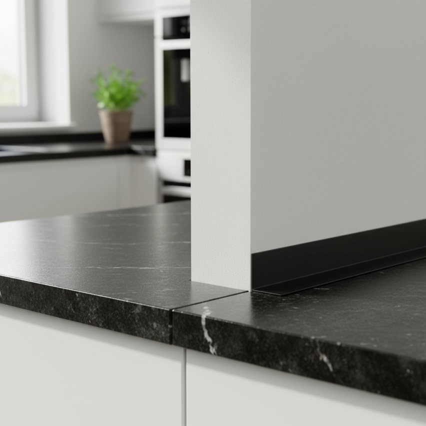 Profilo angolare decorativo in PVC tipo L per protezione e rifinitura bordi KT, nero