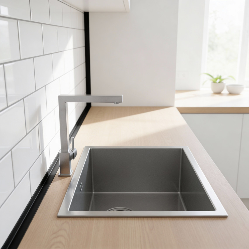 Profilo angolare decorativo in PVC tipo L per protezione e rifinitura bordi KT, nero