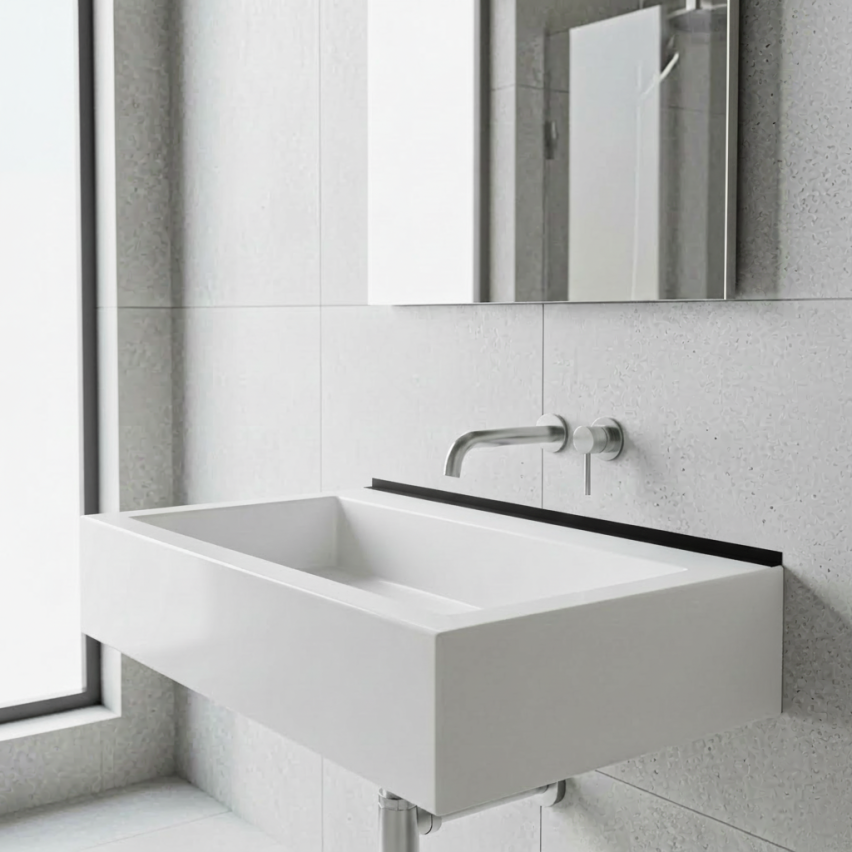  PVC kulmaprofiili, epätasainen, liimattu ulkopuolelle, kulmasuoja, musta