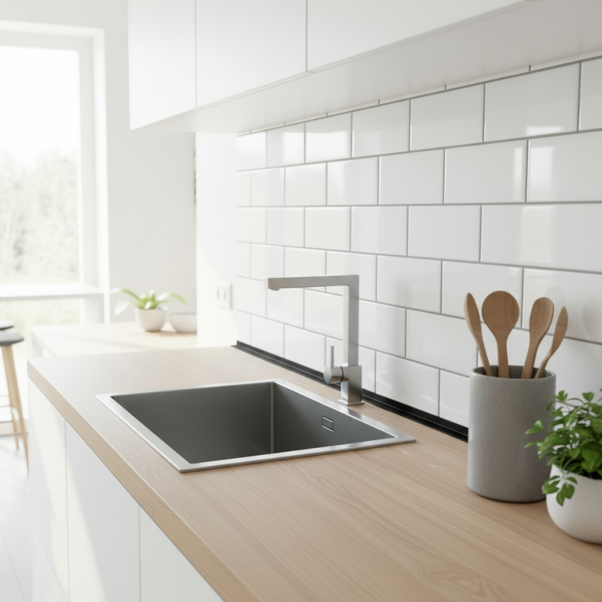  PVC kulmaprofiili, epätasainen, liimattu ulkopuolelle, kulmasuoja, musta