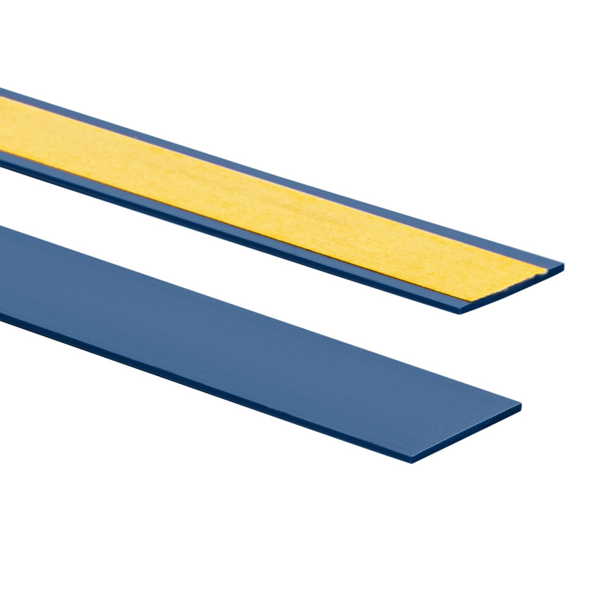 Barra plana autoadesiva dura de PVC tira plana flexível, PP, azul, 10 m