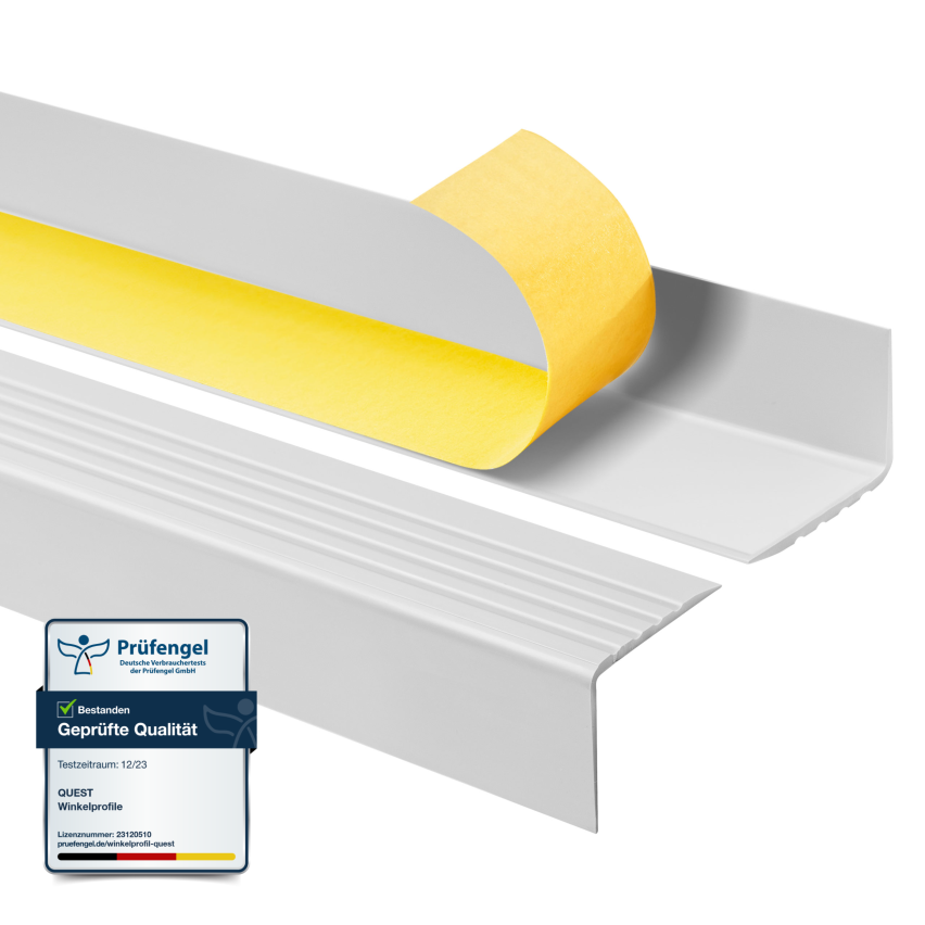 Perfil de escada de PVC 50x42 mm, biqueira de escada autoadesiva antiderrapante, RGP, cinzento claro