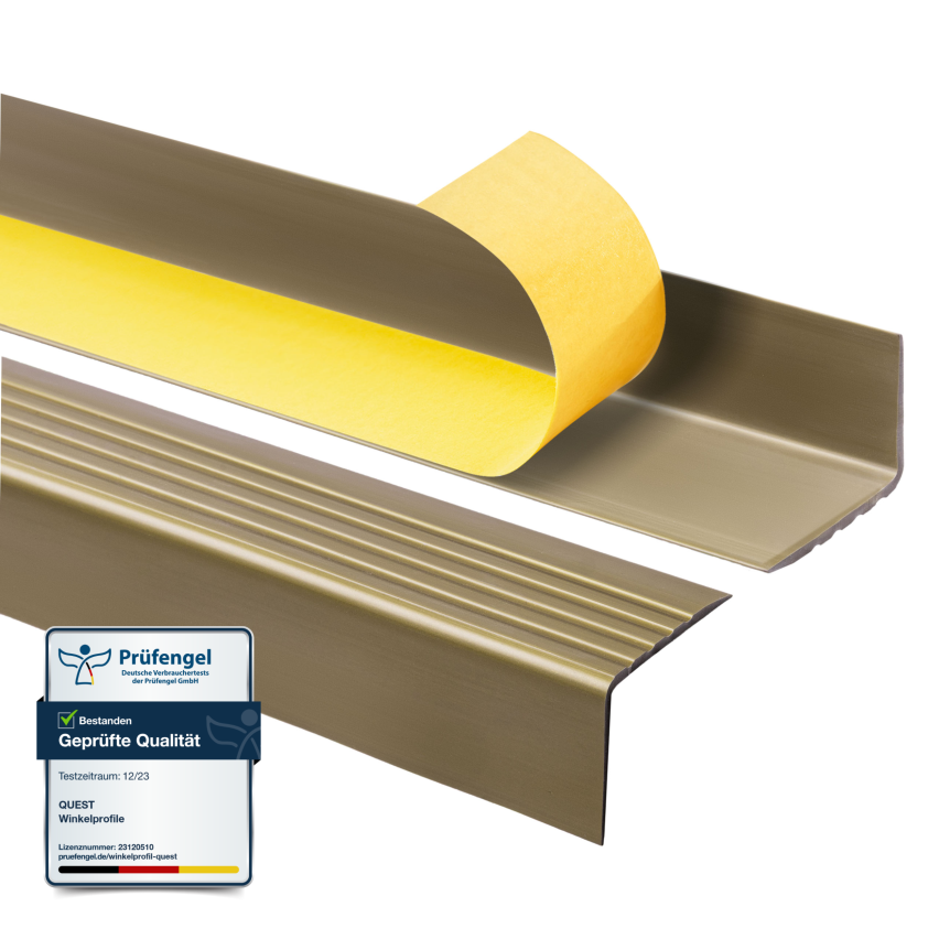 Perfil de escada de PVC 50x42 mm, biqueira de escada autoadesiva antiderrapante, RGP, latão