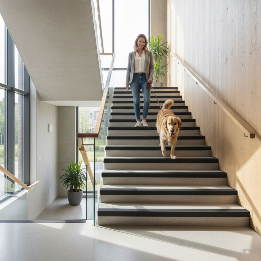 Perfil de escada de PVC 50x42 mm, biqueira de escada antiderrapante, RGP, preto, 150 cm