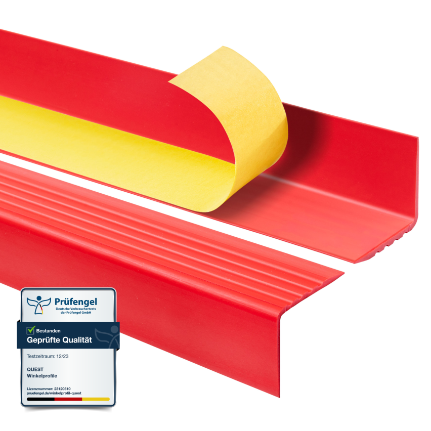Perfil da escada 52x40mm PVC, aviso autoadesivo de ponta de escada de PVC antiderrapante, RGP-O, Vermelho
