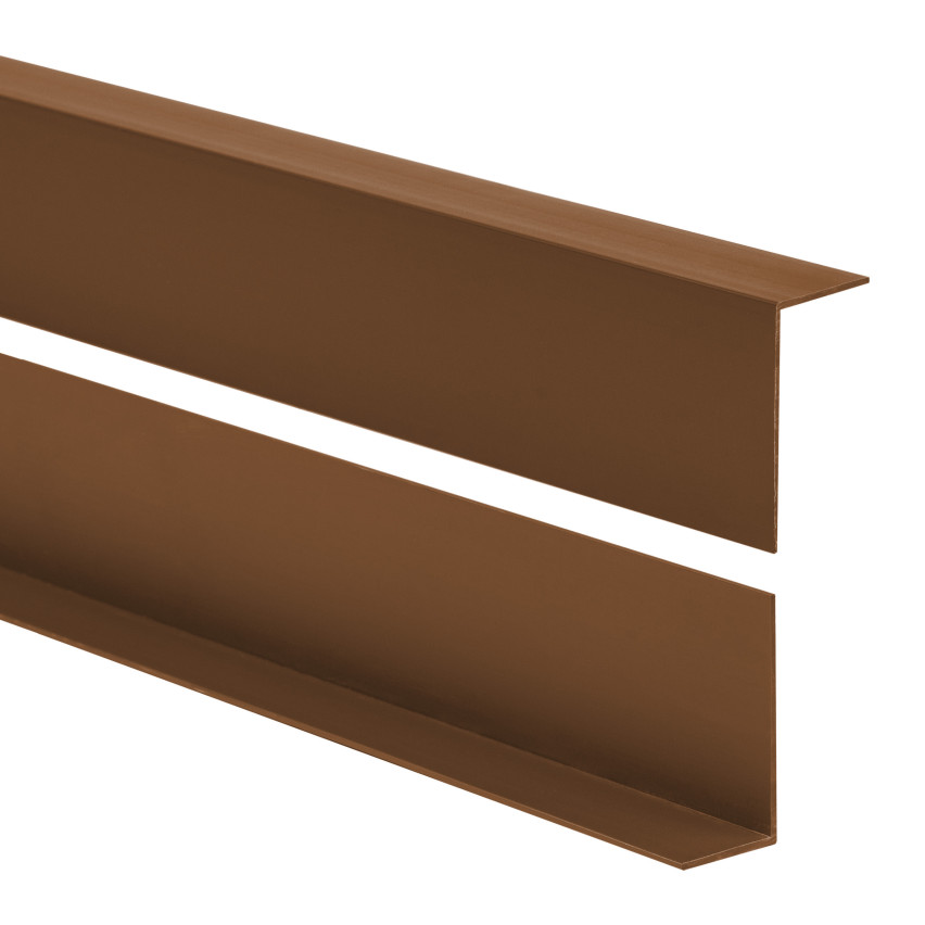 Cantoneira de PVC perfil em L, canto decorativo, KT, castanho