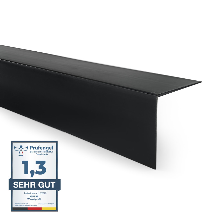 Cantoneira de PVC preto, perfil em L, canto decorativo, KT