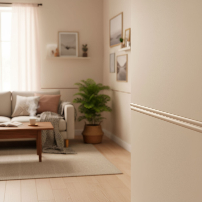 PVC ukončovacia a ochranná lišta na hrany, samolepiaca béžová 10/10 5m