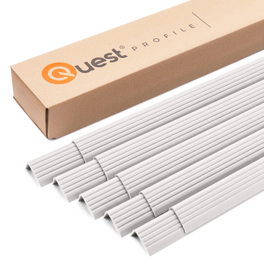 Conjunto: Perfis Antiderrapantes Auto-Adesivos para Escadas, branco, 40x25 mm, 100 cm