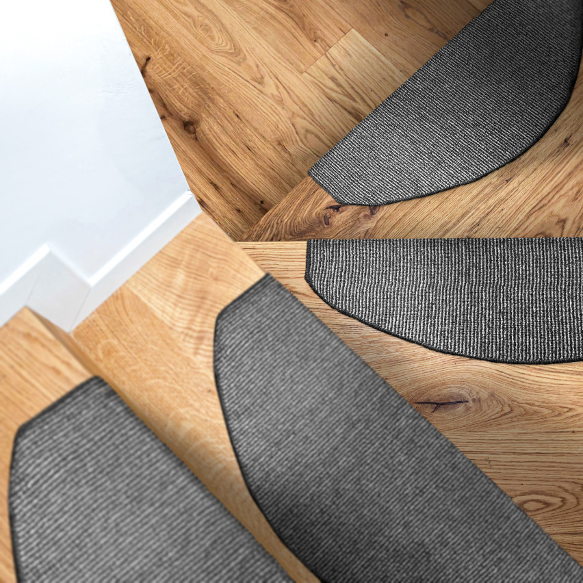 Tappeto per scale autoadesivo, antiscivolo semirotondo, 65x28 cm, coprigradino, nero