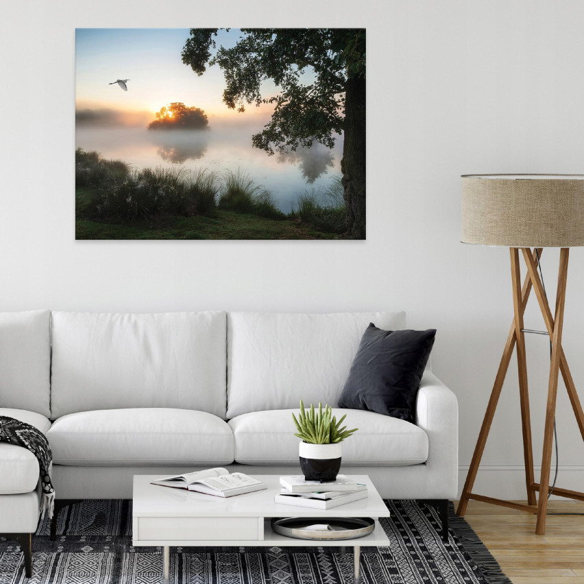 Image On Canvas LAKE NATURE View Mist 120x80