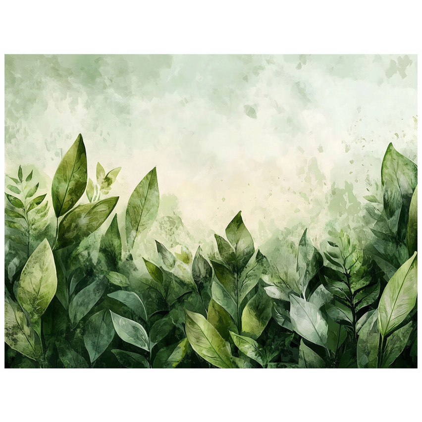 Papel pintado de FOTOTAPET HOJAS VERDES NATURALES BETON PARA EL SALON SALON 150x105 15398