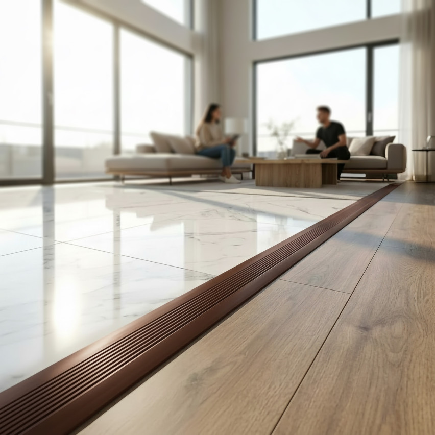 Dilatační lišta PVC, flexibilní spojovací páska pro PVC krytiny a dlažbu, 70x2mm, hnědá