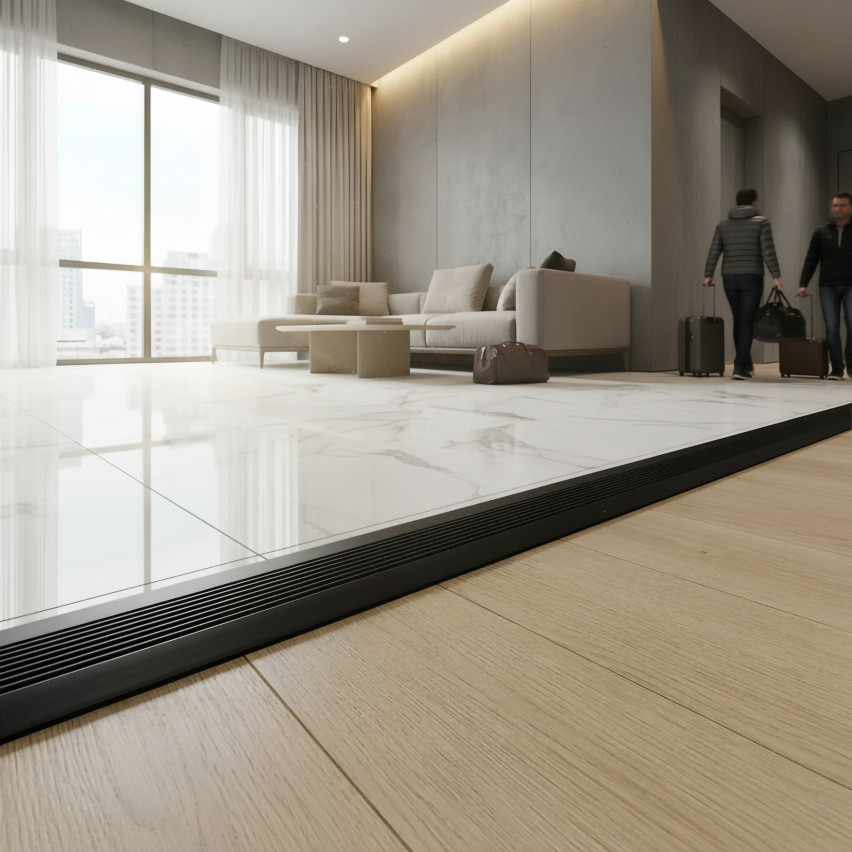 PVC expansion strip, flexible joining tape for PVC floor coverings and tiles, 70x2mm, black