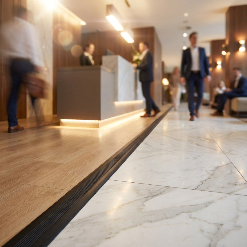 PVC expansion strip, flexible joining tape for PVC floor coverings and tiles, 70x2mm, black