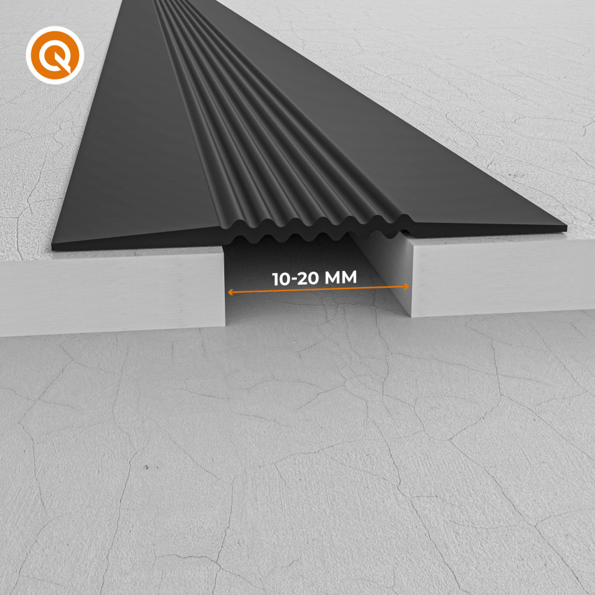 PVC dilatācijas līste, elastīga savienojuma lente PVC grīdas segumiem un flīzēm, 70x2mm, tumši pelēka