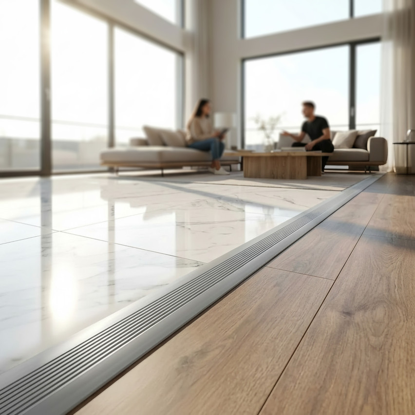 Profilo di dilatazione in PVC, nastro di giunzione flessibile per pavimenti in PVC e piastrelle, 70x2mm, grigio