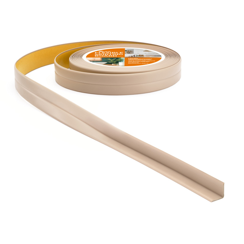 Zachte zelfklevende afwerkstrip PVC, 10x10 mm, 5 m, beige, afwerkingsstrip, montage- en afwerkstrip
