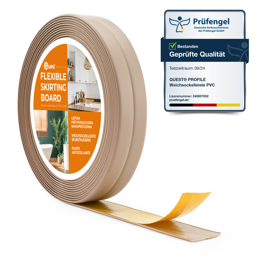 Zachte zelfklevende afwerkstrip PVC, 10x10 mm, 5 m, beige, afwerkingsstrip, montage- en afwerkstrip