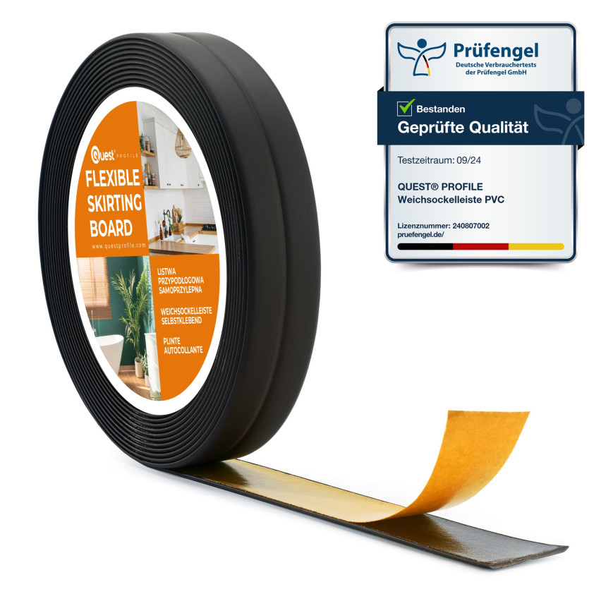 Tira de acabamento em PVC 10x10 mm, autoadesiva, elástica, fita decorativa macia, preto, 5 m