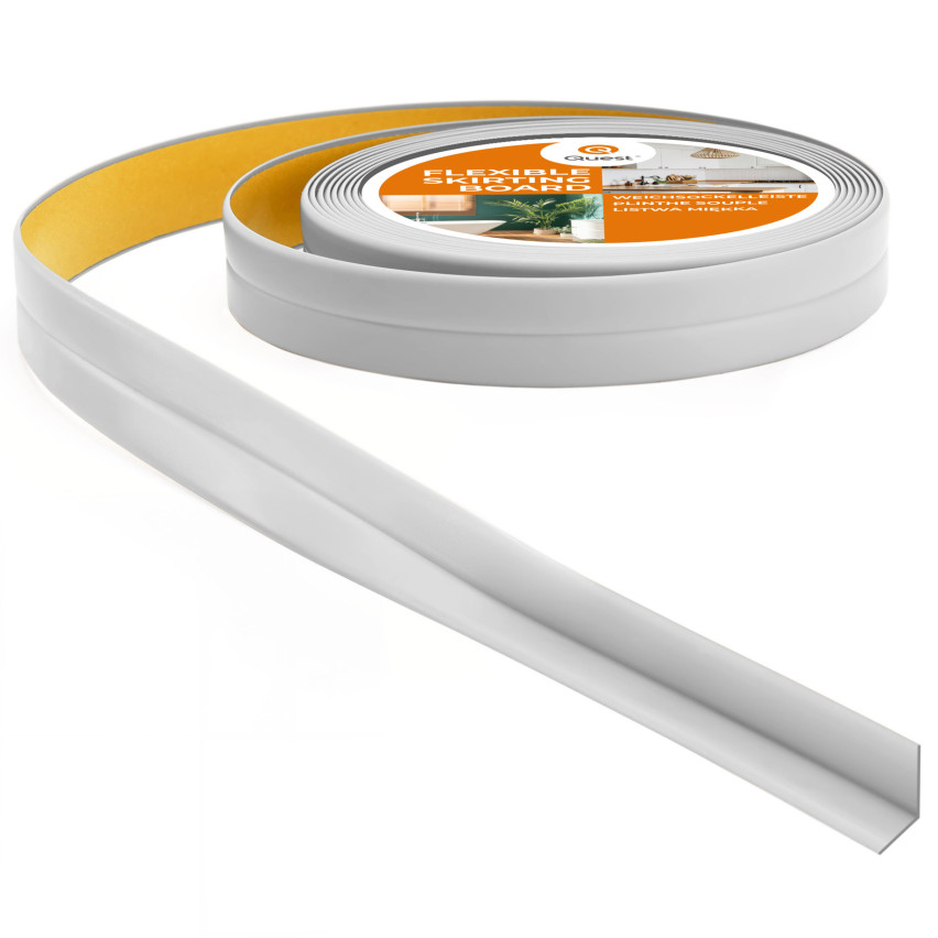 Tira de acabamento de PVC 10x10 mm em fita de espuma, elástico forte, fita decorativa macia, cinzento claro, 5 m