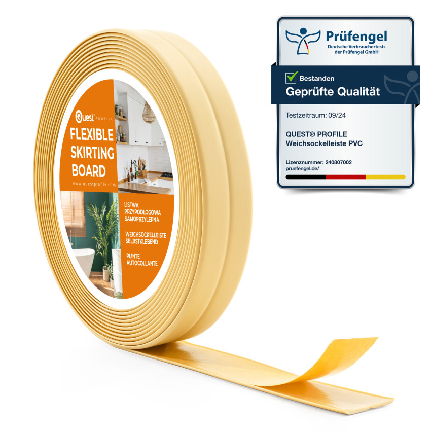 Zachte zelfklevende afwerkstrip PVC, 10x10 mm, 5 m, romig, afwerkingsstrip, montage- en afwerkstrip