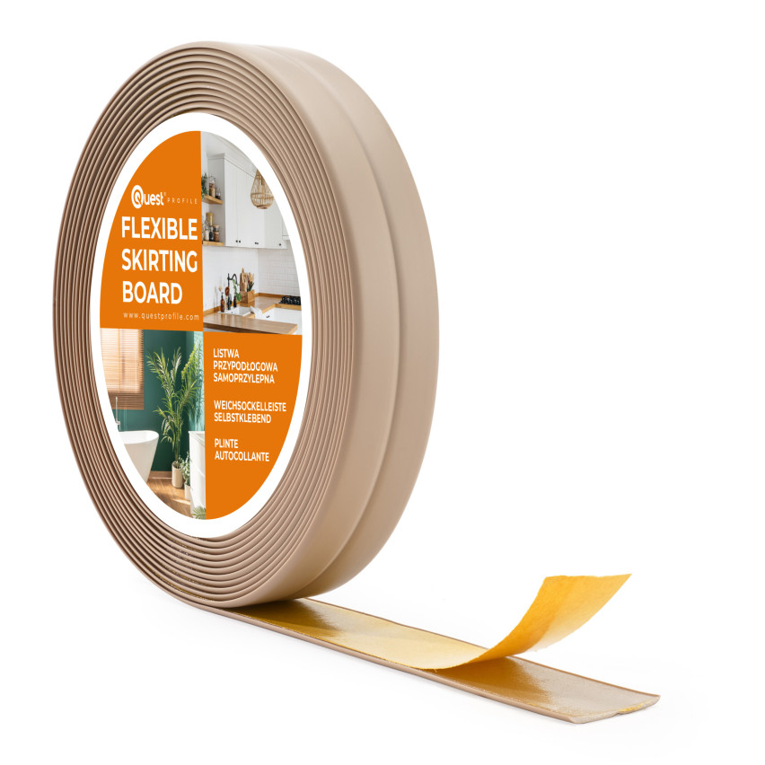 Zachte zelfklevende afwerkstrip PVC, 10x10 mm, 5 m, beige, afwerkingsstrip, montage- en afwerkstrip