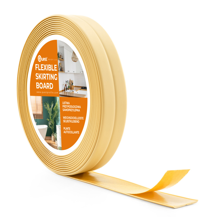 Zachte zelfklevende afwerkstrip PVC, 10x10 mm, 5 m, romig, afwerkingsstrip, montage- en afwerkstrip