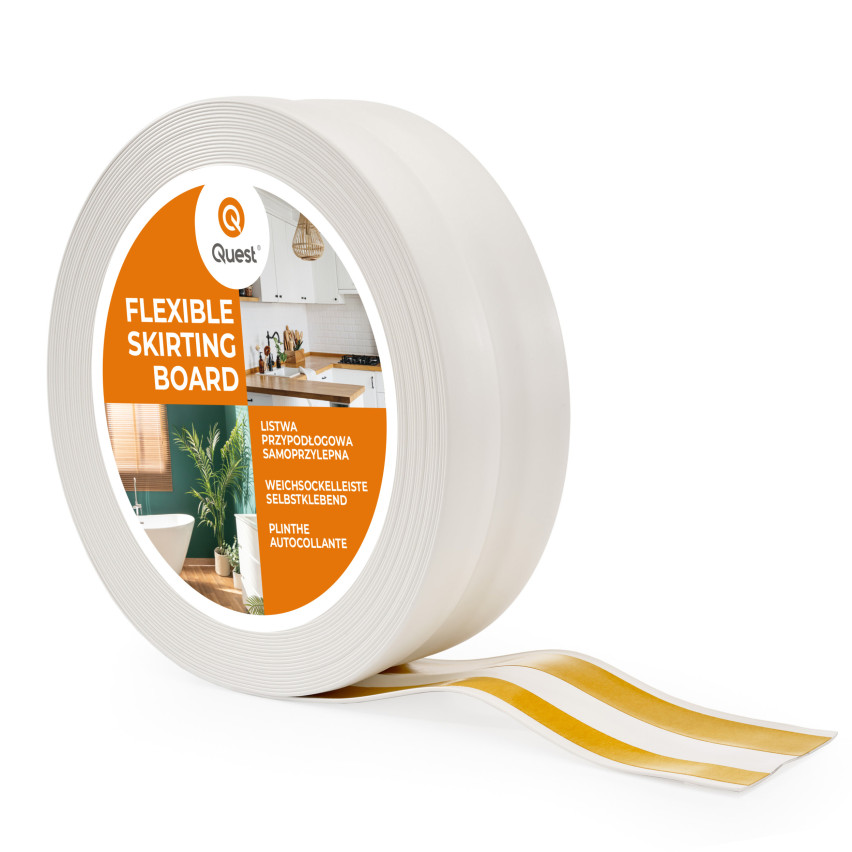 Mäkká samolepiaca lišta 32x23 mm, flexibilné obloženie stien v kuchyni a kúpeľni, PVC lišta, tesniaca páska, biela