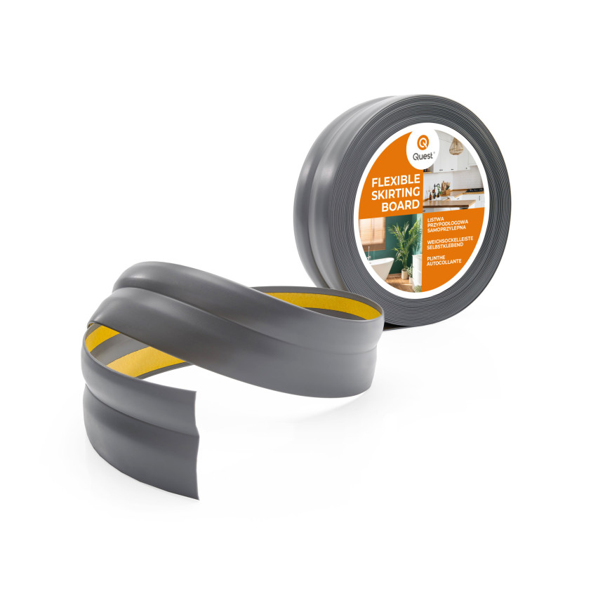 PVC apdailos kampai 32x23 mm, klijuojamos grindjuostės, minkšta grindjuostė, grafitas