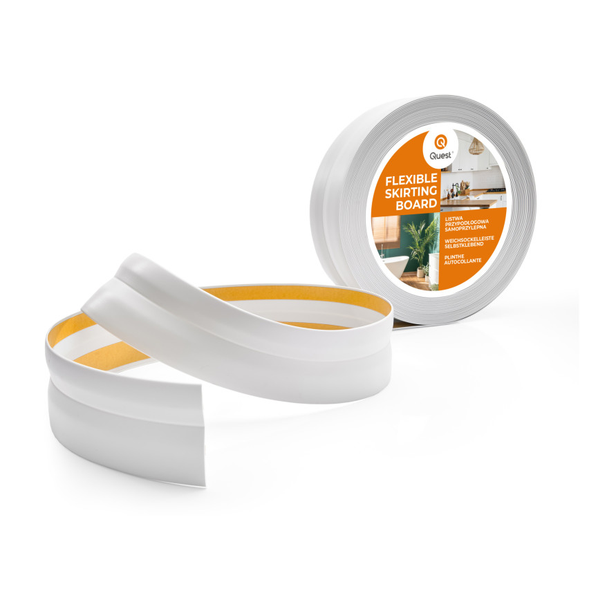 Rodapé em PVC 32x23 mm, cinzento claro, flexível autoadesivo, rodapé macio, rodapé