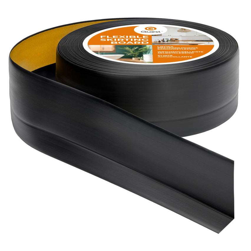 Battiscopa in PVC autoadesivo 50x20 mm, Battiscopa morbido, flessibile, nero