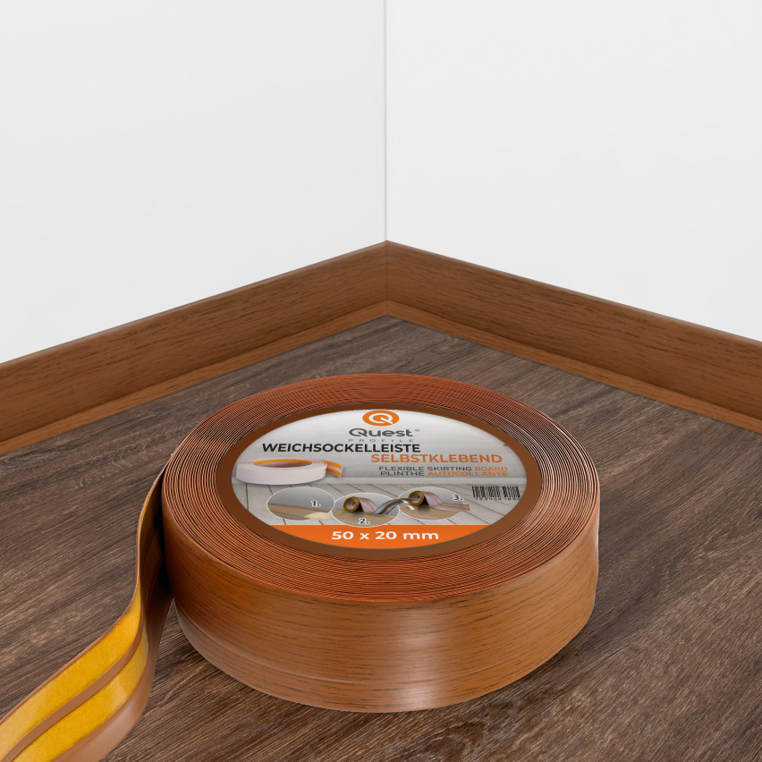 Mäkká samolepiaca lišta 50x20 mm, flexibilné obloženie stien v kuchyni a kúpeľni, PVC lišta, tesniaca páska, dub rustikálny