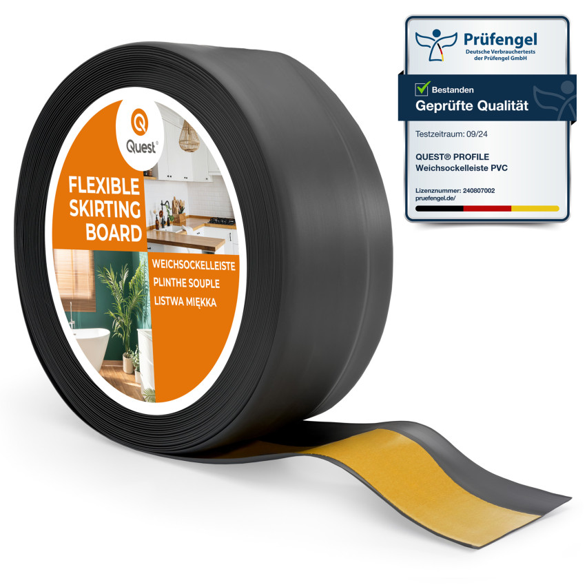 Mäkká samolepiaca lišta 50x20 mm, flexibilné obloženie stien pre kuchyňu a kúpeľňu, PVC lišta, tesniaca páska, grafit