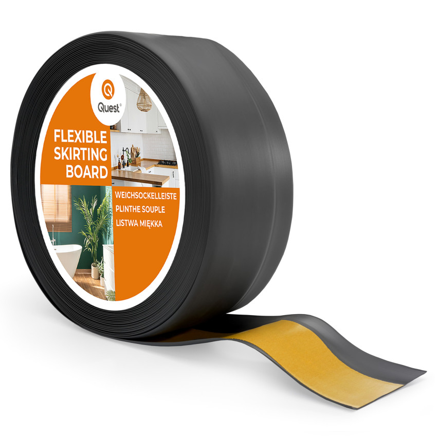 Mäkká samolepiaca lišta 50x20 mm, flexibilné obloženie stien pre kuchyňu a kúpeľňu, PVC lišta, tesniaca páska, grafit