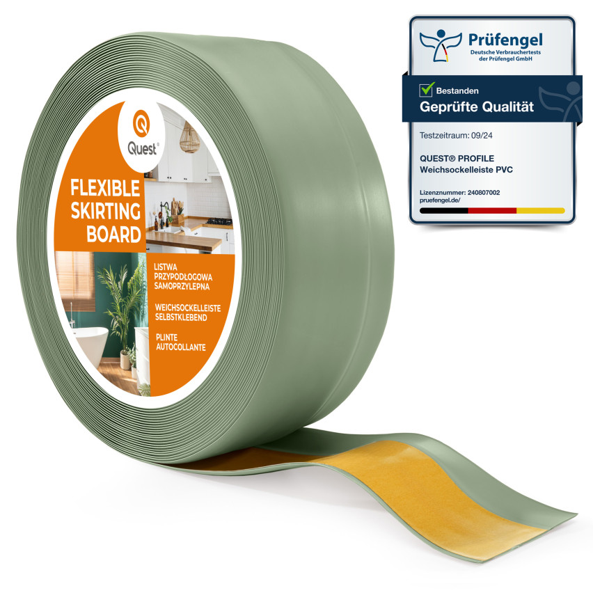 Battiscopa in PVC autoadesivo 50x20 mm, Battiscopa morbido, flessibile, verde chiaro