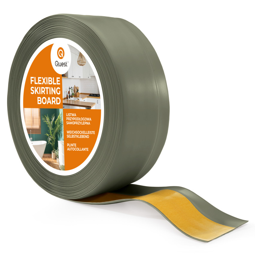 Battiscopa in PVC autoadesivo 50x20 mm, Battiscopa morbido, flessibile, oliva