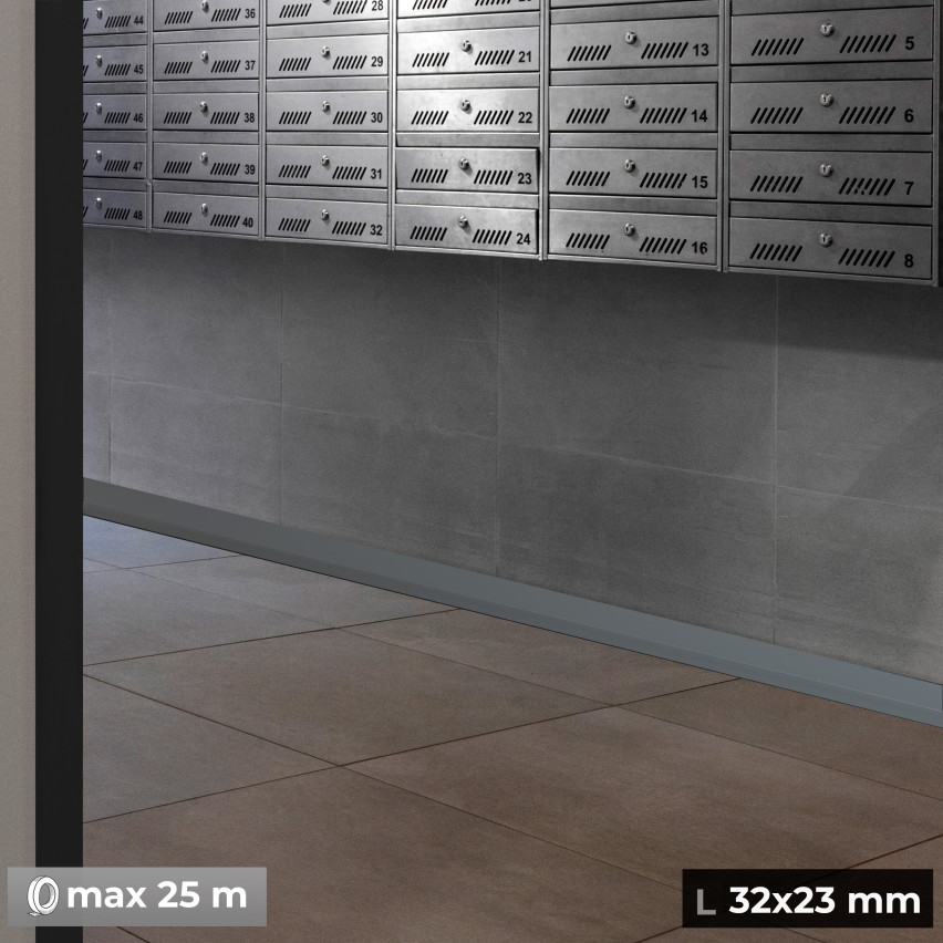 Zelfklevende plint van PVC grijs, zachte, flexibele plint