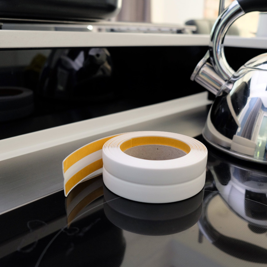 Tira de acabamento em PVC bege, autoadesiva, elástica, fita decorativa macia