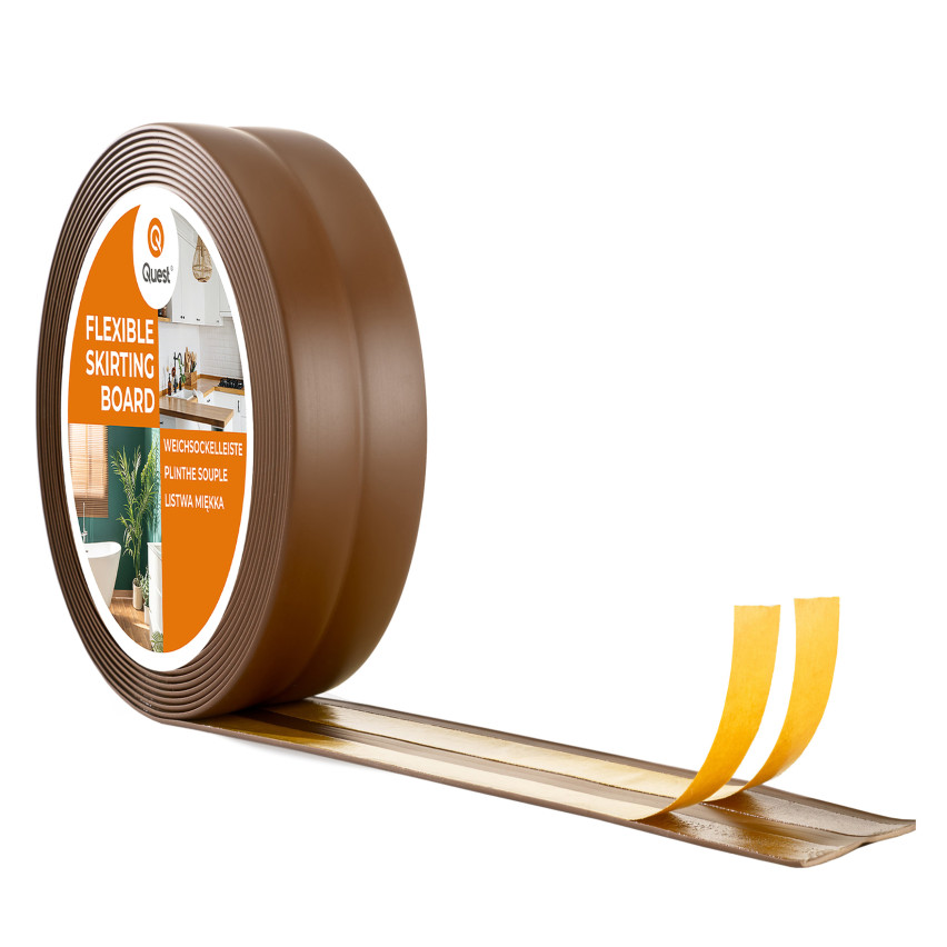 Tira de acabamento em PVC castanho, autoadesiva, elástica, fita decorativa macia